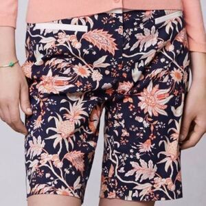 Anthropologie Leifsdottir Maypop floral and bird print Bermuda shorts size 0